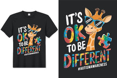 Next Print Its Okay to Be Different Autism Awareness Giraffe T-shirt Design