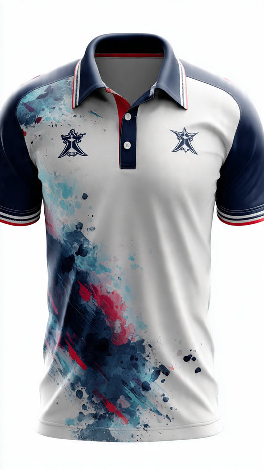 Next Print Cricket Premium Sublimation Cricket Jerseysport jersey combined with white and blue pole t- shirt / All over printed / men and women