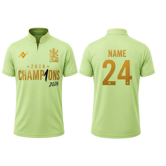 Light green championship inspired sports jersey back view
