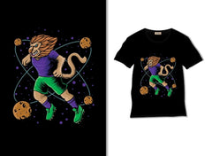 Next Print lion playing football in space illustration with t shirt design