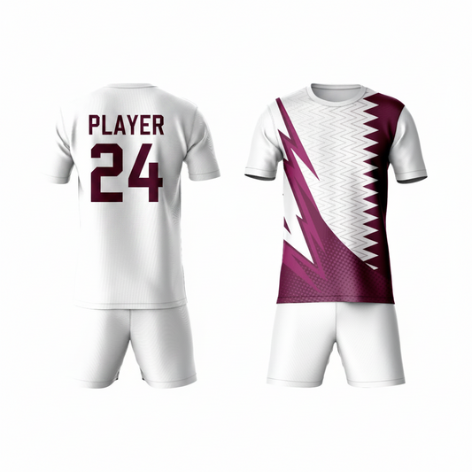 Maroon activewear t-shirt with white shorts back view