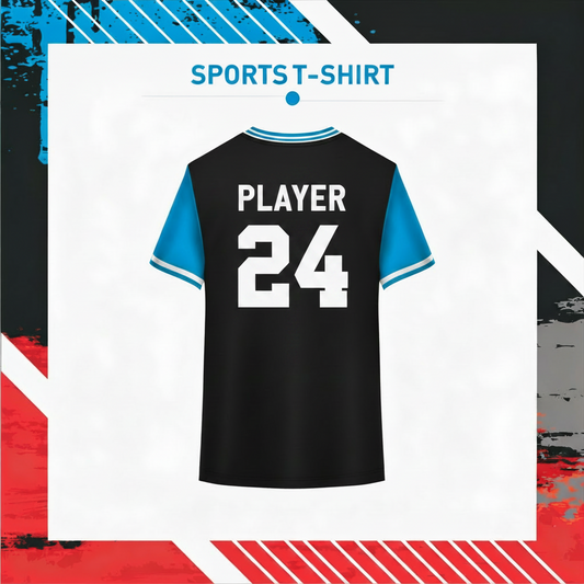 Men’s breathable black red sports t-shirt for team wear