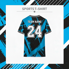 Men's geometric blue black team sports shirt for training