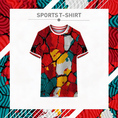 Modern abstract multicolour red sports t-shirt front design