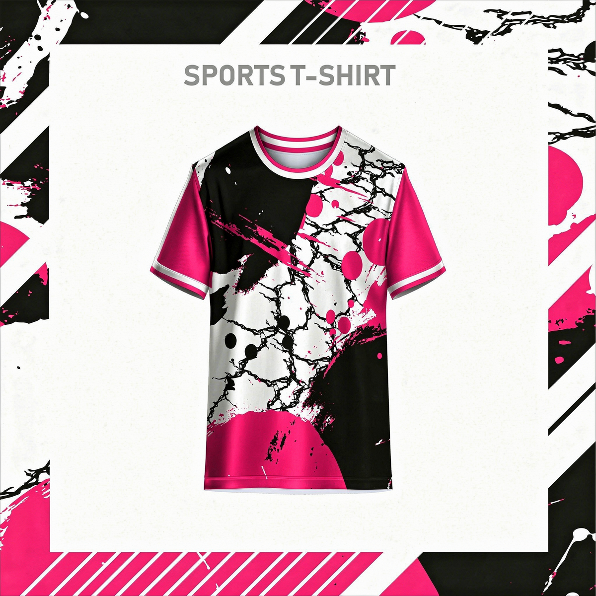 Modern grey black pink sports t-shirt front design for custom team jersey printing