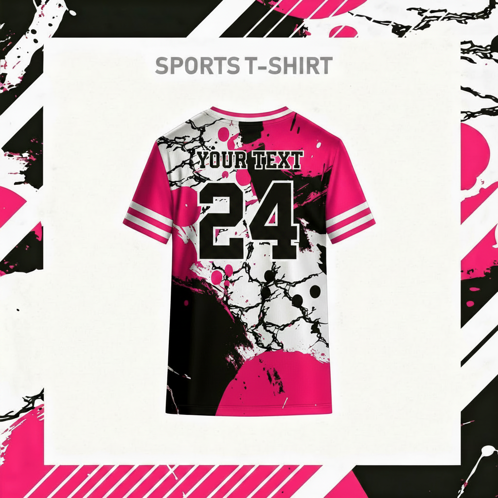 Modern grey black pink sports t-shirt front design for custom team jersey printing