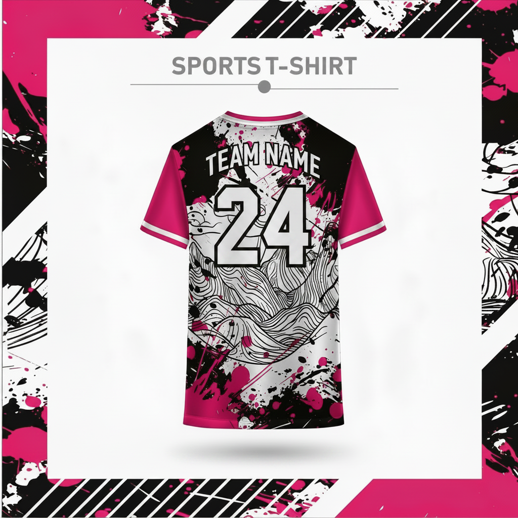Pink grey custom sports jersey for cricket and football teams