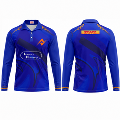 Athletic blue full sleeve sportswear side profile performance jersey image