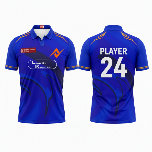Custom printed Mumbai style elite polo jersey with personalized name and number