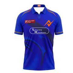 Elite Mumbai inspired blue polo sports jersey front design
