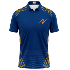 Mumbai inspired blue polo collar sports fan jersey front view