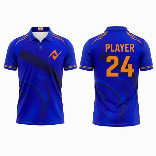 Custom Mumbai style polo collar sports fan jersey t shirt with personalized name and number
