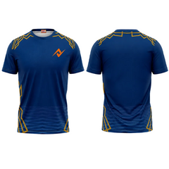 Premium blue round neck personalized cricket fan wear side angle sportswear view