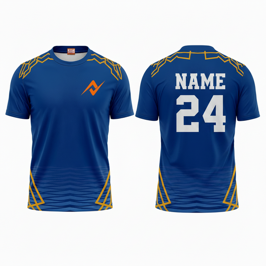 Custom Mumbai style round neck sports fan t shirt with personalized name and number