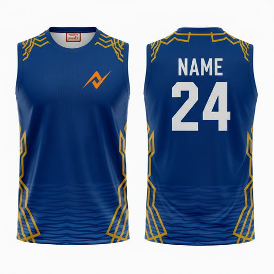Custom Mumbai style sleeveless V neck sports fan t shirt with personalized name and number