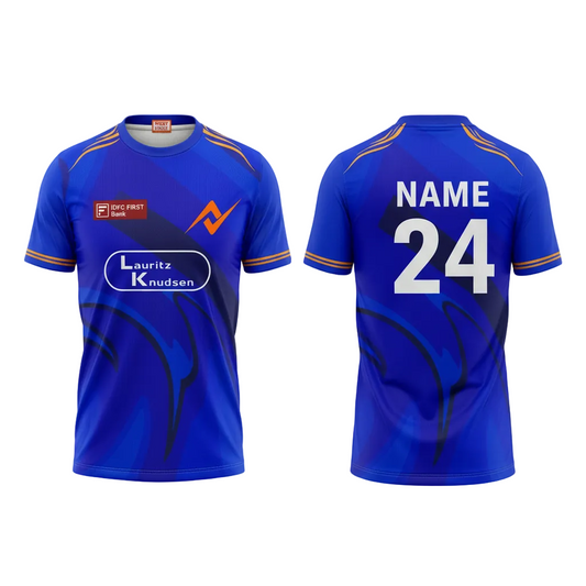 Custom printed Mumbai style half sleeve sports jersey with personalized name and number