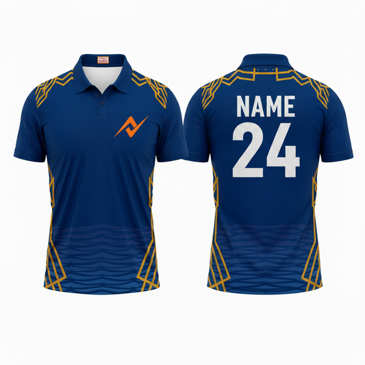 Custom printed Mumbai style polo collar sports jersey with personalized name and number