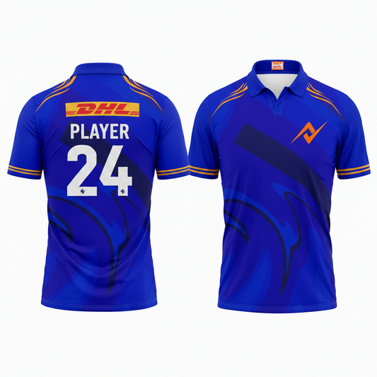Custom printed Mumbai style premium polo jersey with personalized name and number