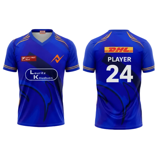 Custom Mumbai style printed V neck cricket jersey with personalized name and number