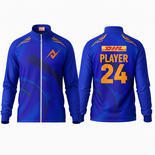 Custom printed Mumbai style performance fan jacket with personalized name and number