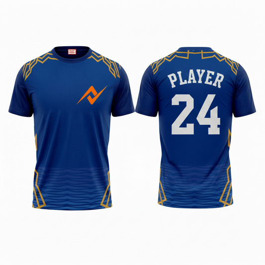 Custom printed Mumbai style performance round neck jersey with personalized name and number