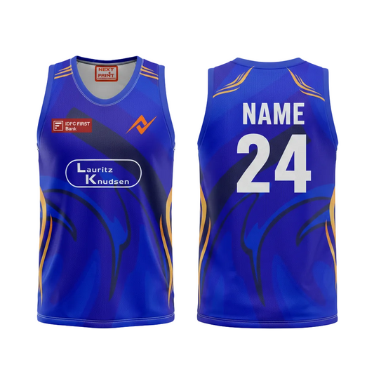 Custom Mumbai style sleeveless cricket fan wear with personalized name and number