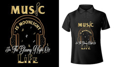 Next Print music is moonlight in the gloomy night of life lettering t-shirt.