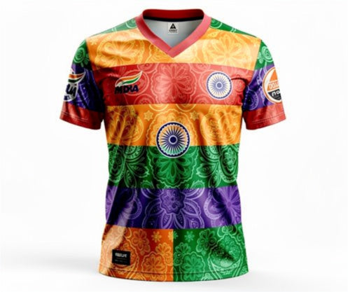 Nation First Desh Pahle bold tricolor graphic jersey