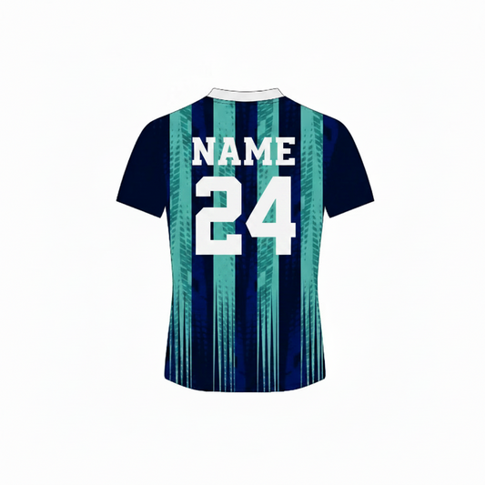 Navy teal gaming jersey back side with custom gamer name