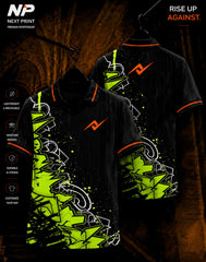 Neon green and black graffiti custom polo sports jersey with front and back view by Next Print