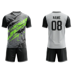 Neon green lightning strike sports jersey set for men back view