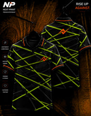 Neon lime green crossline black polo sports jersey front and back mockup by Next Print