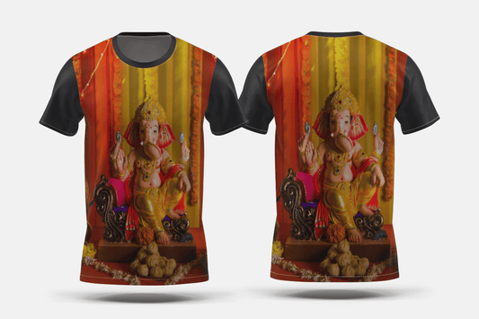 Next Print A Beautiful clay statue or Idol of an Indian Hindu god Lord Ganesha decorated Printed t-shirt - Next Print