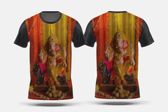 Next Print A Beautiful clay statue or Idol of an Indian Hindu god Lord Ganesha decorated Printed t-shirt - Next Print