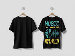 Next Print A black t-shirt with the words music change the world Printed T-shirts - Next Print