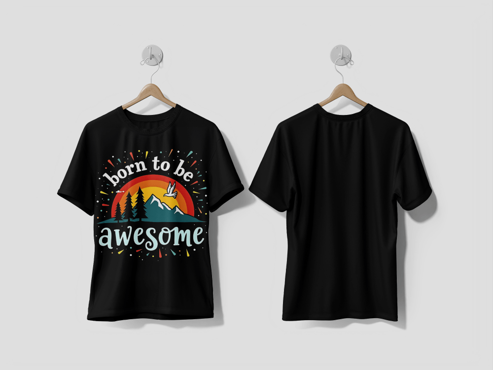 Next Print A design with the words born to be awesome Printed T-shirt - Next Print