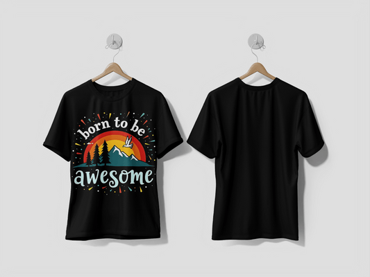 Next Print A design with the words born to be awesome Printed T-shirt - Next Print