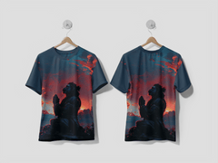NEXT PRINT A digital art work of Hanuman offering his humble prayers to Lord Rama Design printed t-shirt - Next Print