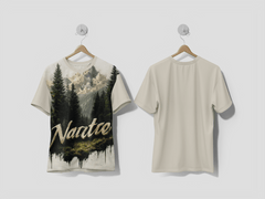 Next Print A stylized depiction of nature with mountains and trees emphasizing natural beauty Printed T-shirt - Next Print