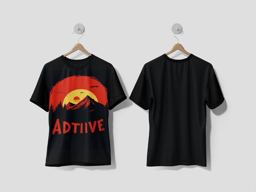 Next Print A stylized mountain landscape with a sunset backdrop Printed T-shirt - Next Print