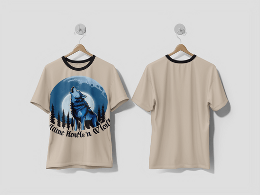 NEXT PRINT A wolf howling at the moon in a forest design printed t-shirt - Next Print