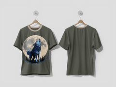 NEXT PRINT A wolf with a full moon and the words see a wolf on the front design t-shirt - Next Print