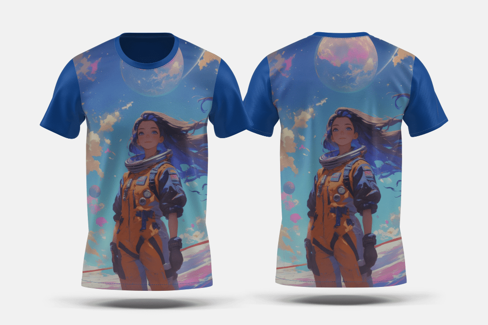 Next Print Anime character near galaxy planet illustration Printed t-shirt - Next Print
