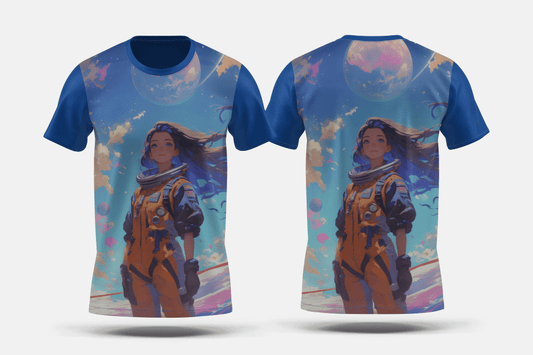 Next Print Anime character near galaxy planet illustration Printed t-shirt - Next Print