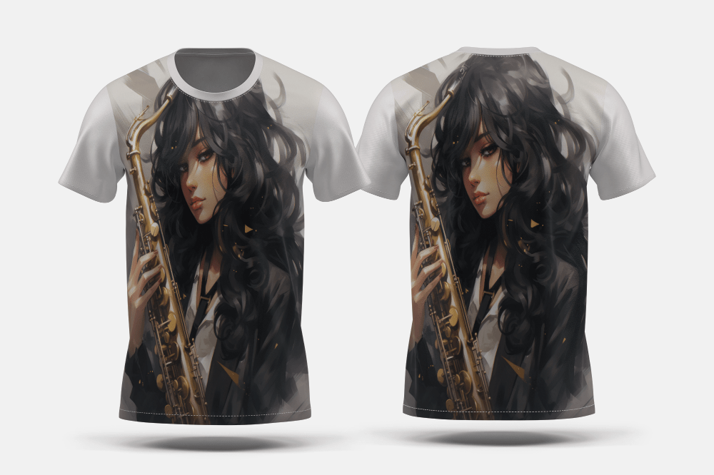 Next Print Anime character playing trumpet Printed t-shirt - Next Print