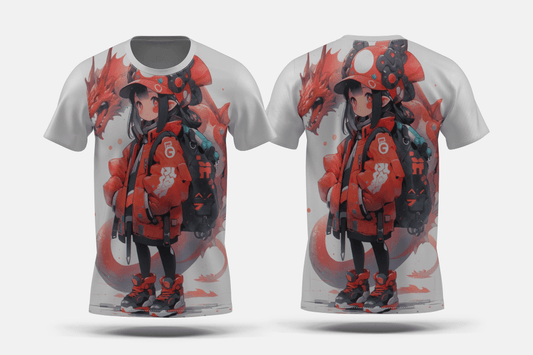 Next Print Anime character with dragon illustration Printed t-shirt - Next Print