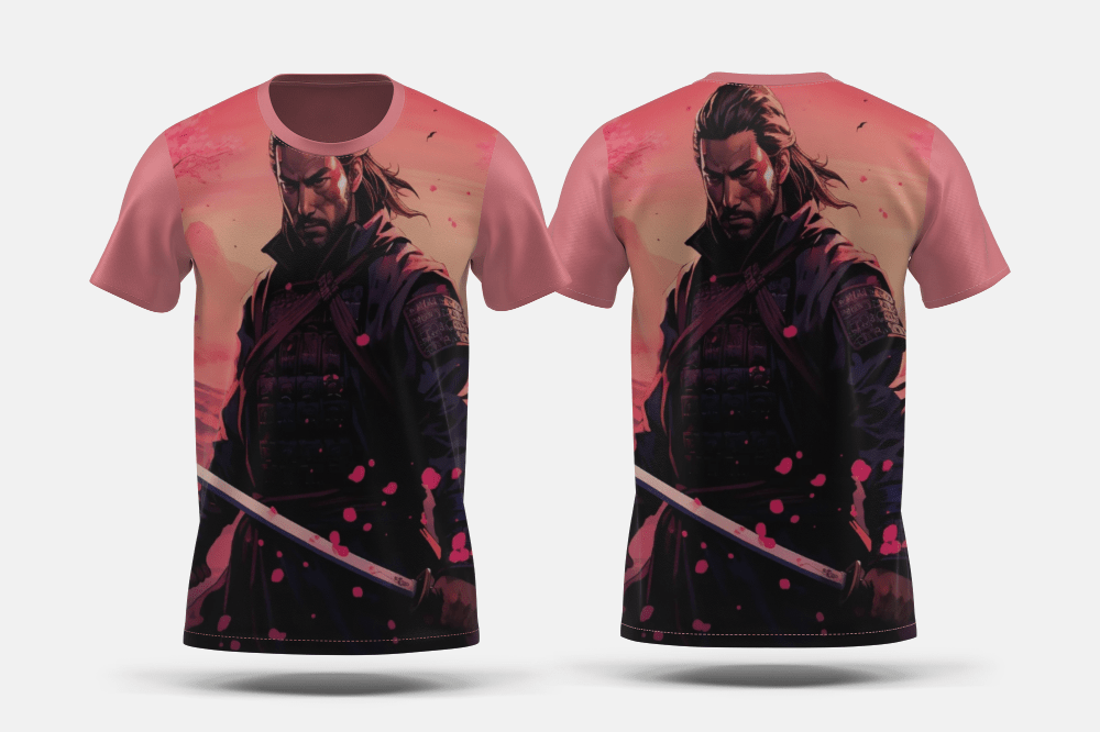 Next Print Anime style portrait of traditional japanese samurai character Printed t-shirt - Next Print