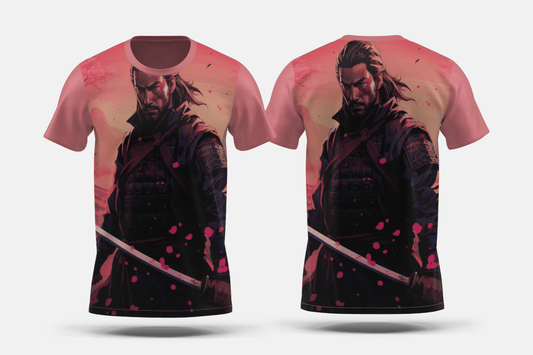 Next Print Anime style portrait of traditional japanese samurai character Printed t-shirt - Next Print