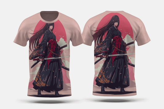 Next Print Anime style portrait of traditional japanese samurai character Printed t-shirt - Next Print