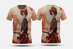 Next Print Anime style portrait of traditional japanese samurai character Printed t-shirt - Next Print